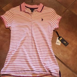 Us polo assc. Fitted polo striped, size medium
